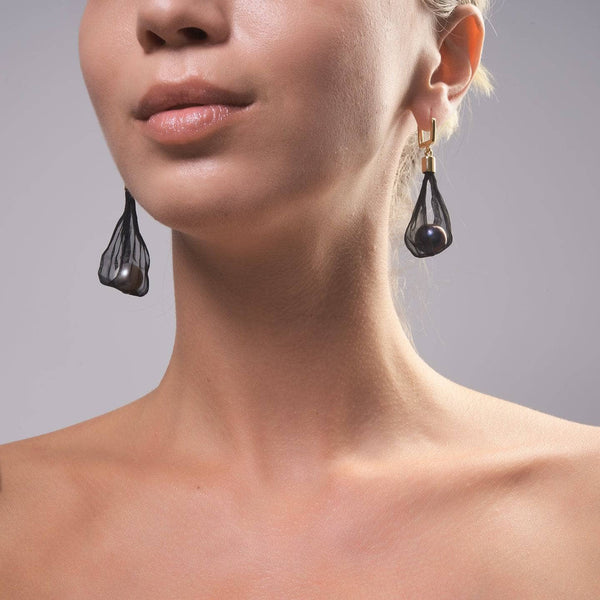 Earrings black/gold Acine Natural Pearls Earrings Acine Natural Pearls Earrings, Earrings by GERMAN KABIRSKI
