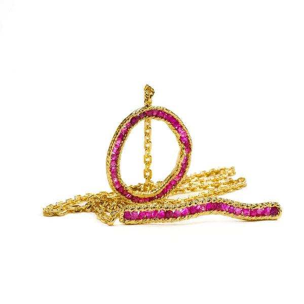 Necklace gold Tiann Pink Sapphire Rough Necklace Tiann Pink Sapphire Rough Necklace, Necklace by GERMAN KABIRSKI