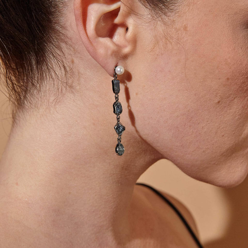 Earrings Pin&Pearl Nycto Dark Sapphire Earrings Nycto Dark Sapphire Earrings, Earrings by GERMAN KABIRSKI