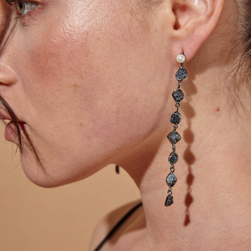 Earrings Pin&Pearl Nycto Dark Sapphire Earrings Nycto Dark Sapphire Earrings, Earrings by GERMAN KABIRSKI