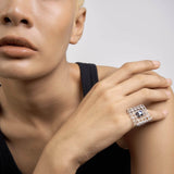 Ring Menos Black Pearl Ring (White Rhodium) Khalia Black Pearl Ring (White Rhodium), Ring by GERMAN KABIRSKI