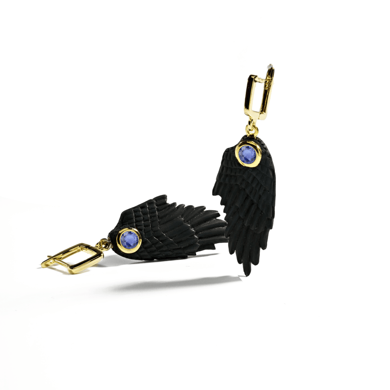 Earrings black/gold Fligelli Blue Sapphire Earrings Fligelli Blue Sapphire Earrings, Earrings by GERMAN KABIRSKI