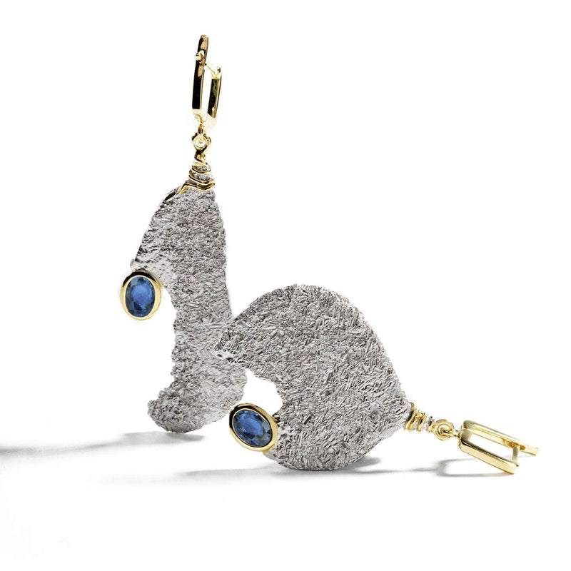 Earrings silver/gold Ferencia Blue Sapphire Earrings (White Rhodium) Ferencia Blue Sapphire Earrings, Earrings by GERMAN KABIRSKI