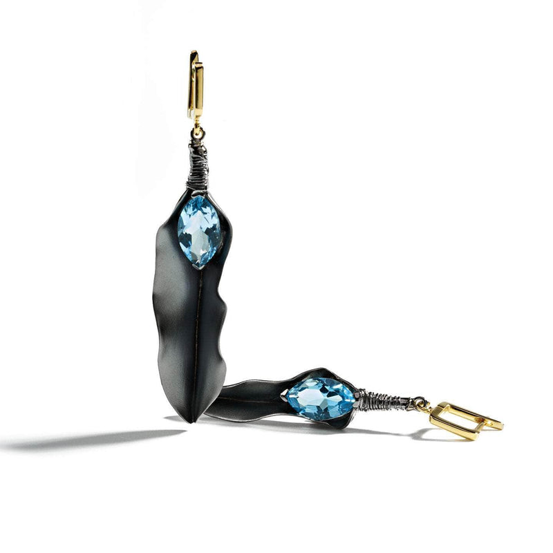 Deileni Blue Topaz Earrings (Black Rhodium) GERMAN KABIRSKI