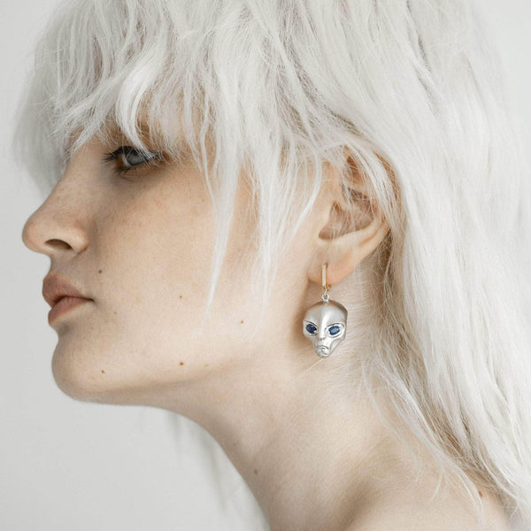 Earrings silver/gold Asmodee Blue Sapphire Mono Earring Asmodee Blue Sapphire Mono Earring, Earrings by GERMAN KABIRSKI