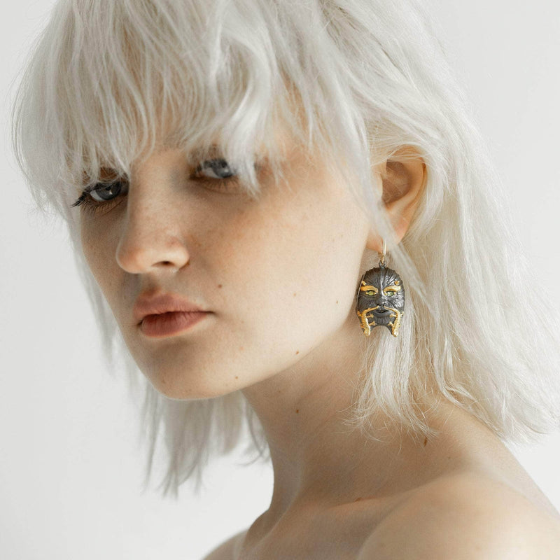 Earrings gray/gold Inuus Peridot Mono Earring Inuus Peridot Mono Earring, Earrings by GERMAN KABIRSKI