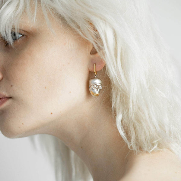 Earrings silver/gold Pwca White Pearl Mono Earring Pwca White Pearl Mono Earring, Earrings by GERMAN KABIRSKI