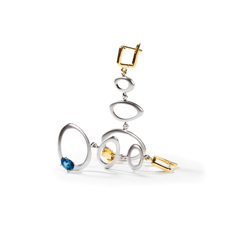 Earrings silver/gold Alba Citrine and Blue Topaz Earrings Alba Citrine and Blue Topaz Earrings, Earrings by GERMAN KABIRSKI