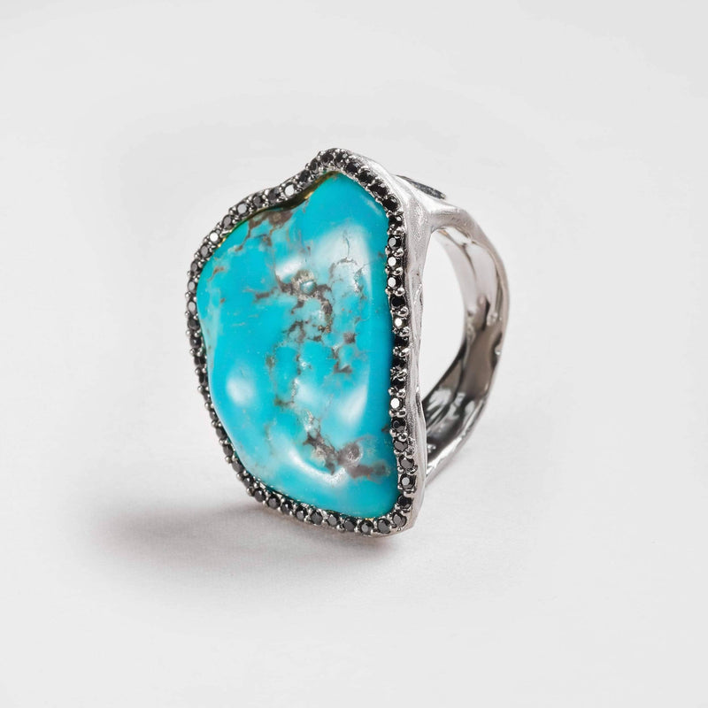 Ring 5.5 Lyia Turquoise and Black Spinel Ring Lyia Turquoise and Black Spinel Ring, Ring by GERMAN KABIRSKI