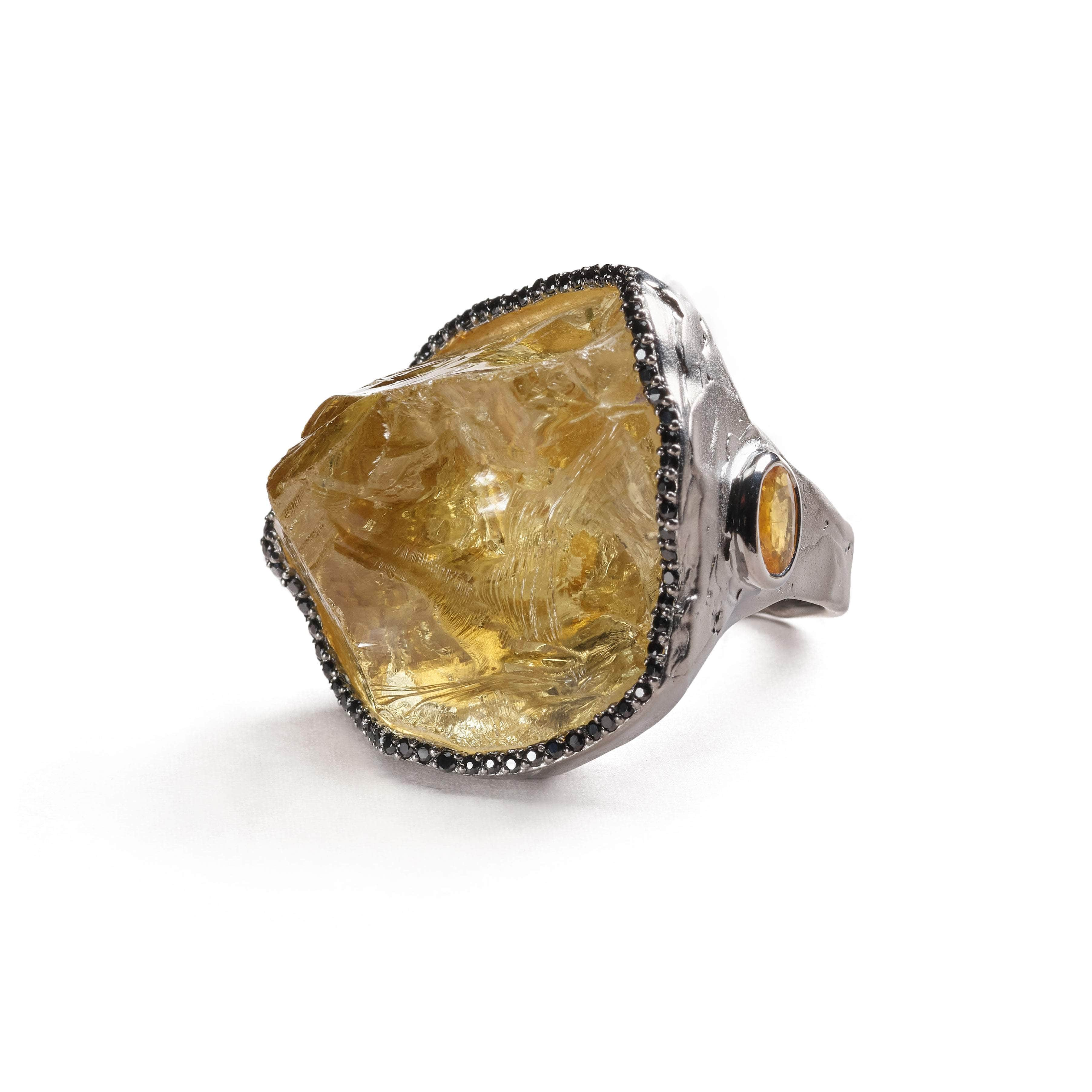 Akana Citrine and Yellow Sapphire and Black Spinel Ring GERMAN KABIRSKI