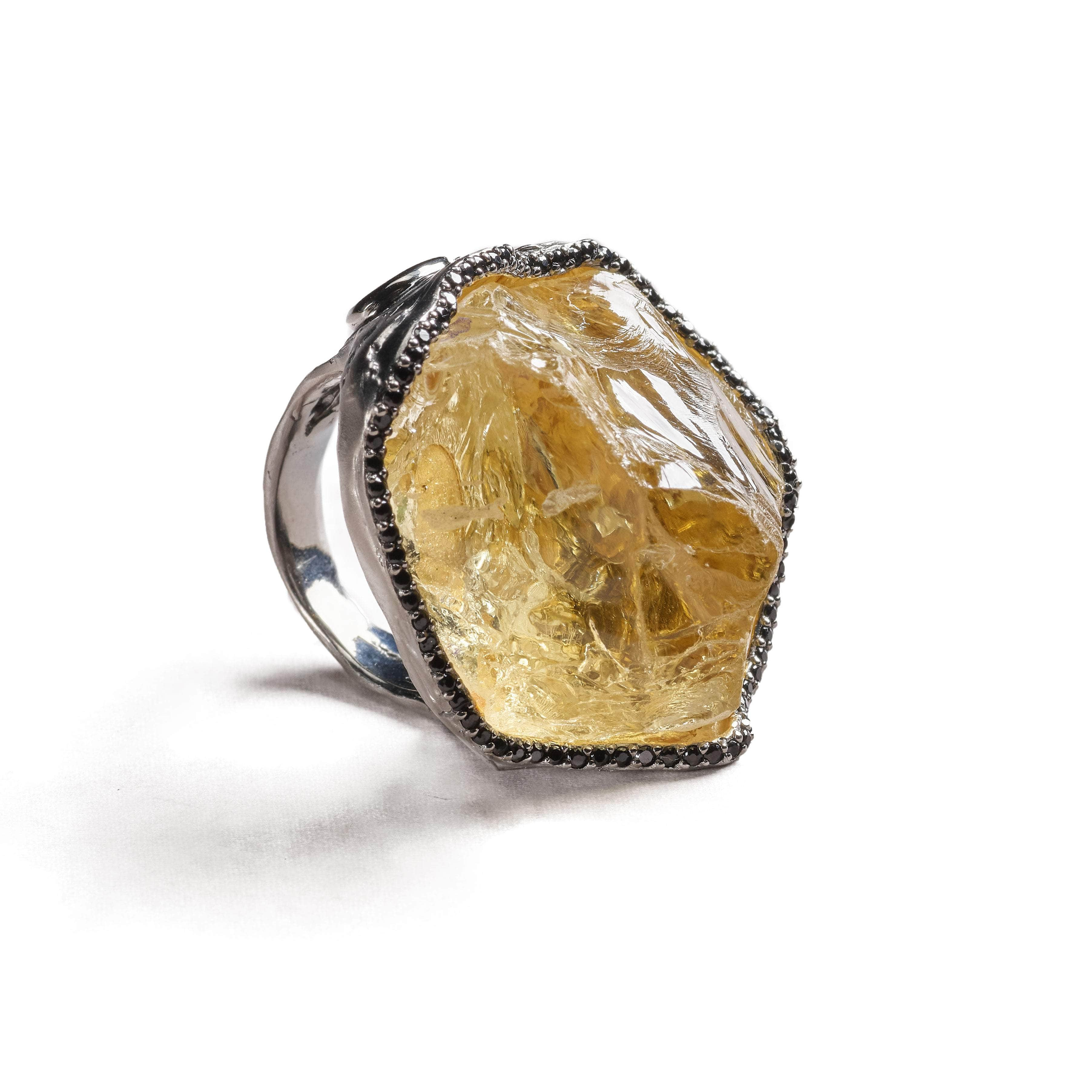 Akana Citrine and Yellow Sapphire and Black Spinel Ring GERMAN KABIRSKI