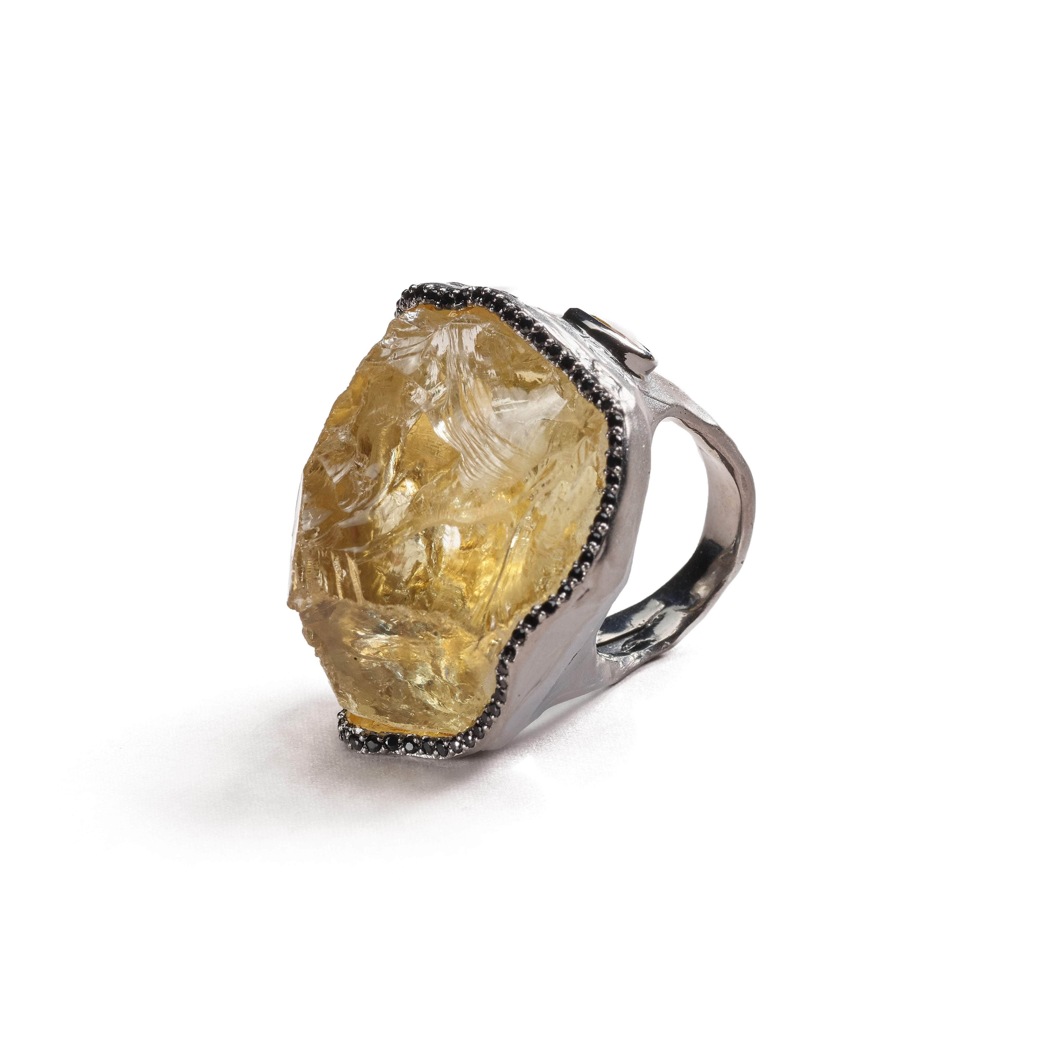 Akana Citrine and Yellow Sapphire and Black Spinel Ring GERMAN KABIRSKI