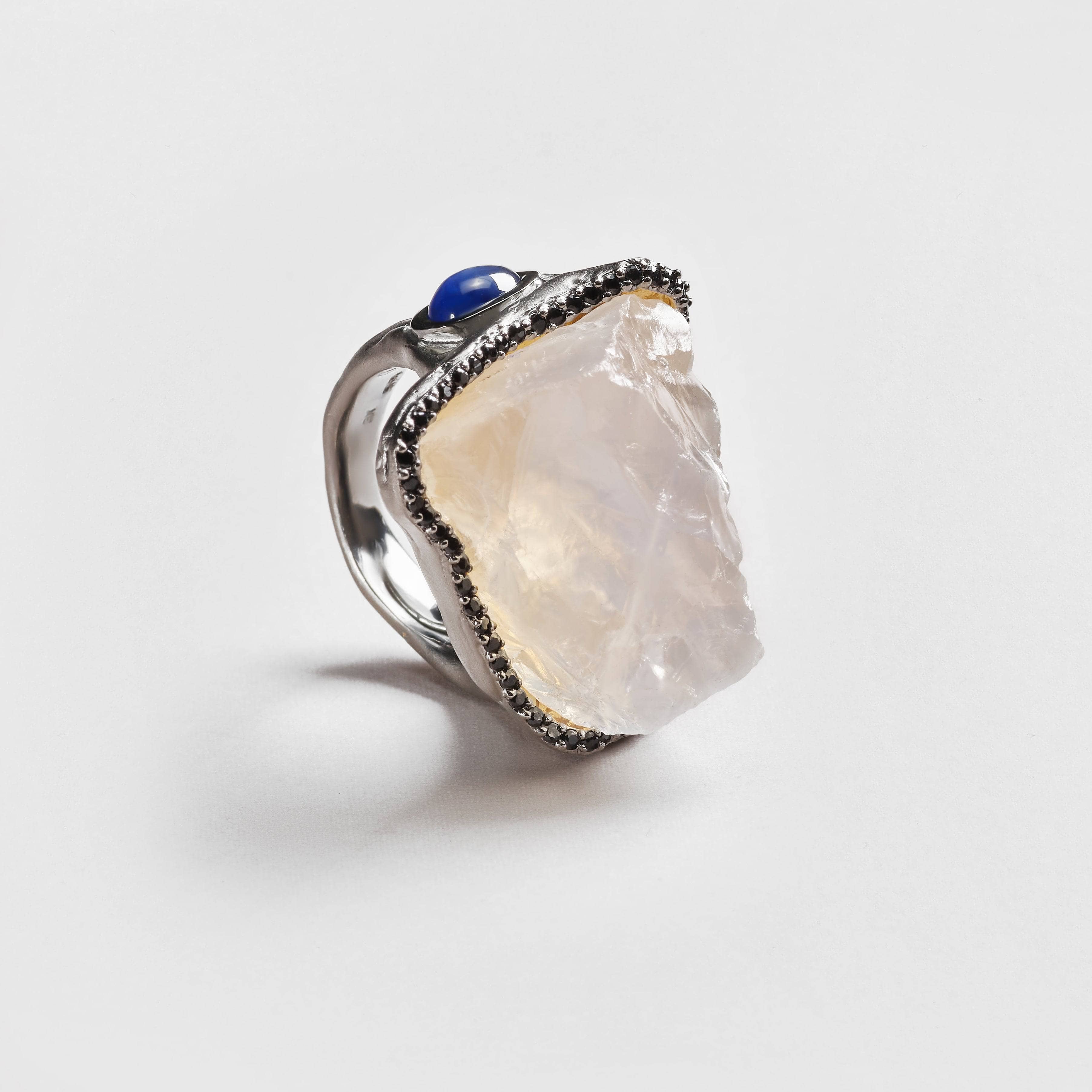 Odalie Quartz and Sapphire and Black Spinel Ring GERMAN KABIRSKI