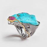 Ring 6 Teris Turquoise and Ruby Ring Teris Turquoise and Ruby Ring, Ring by GERMAN KABIRSKI
