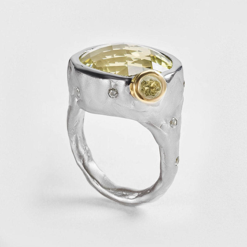 Ring 7.5 Valda Quartz and Peridot Ring Valda Quartz and Peridot Ring, Ring by GERMAN KABIRSKI