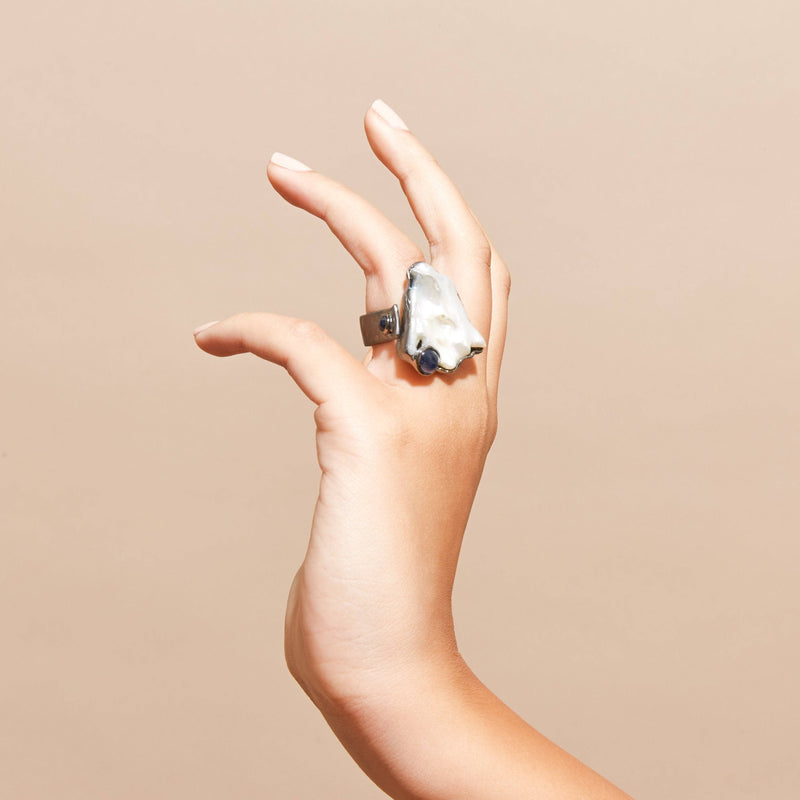 Ring 5.5 Galla Pearl and Sapphire Ring Galla Pearl and Sapphire Ring, Ring by GERMAN KABIRSKI