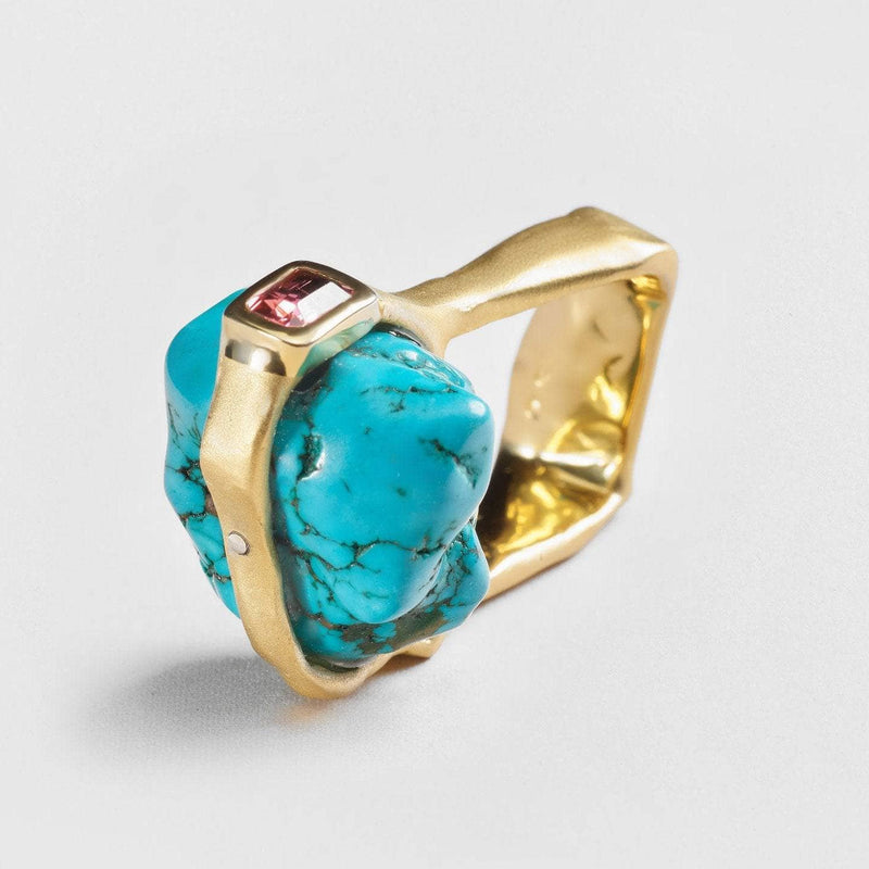 Ring 6 Odil Turquoise and Tourmaline Ring Odil Turquoise and Tourmaline Ring, Ring by GERMAN KABIRSKI