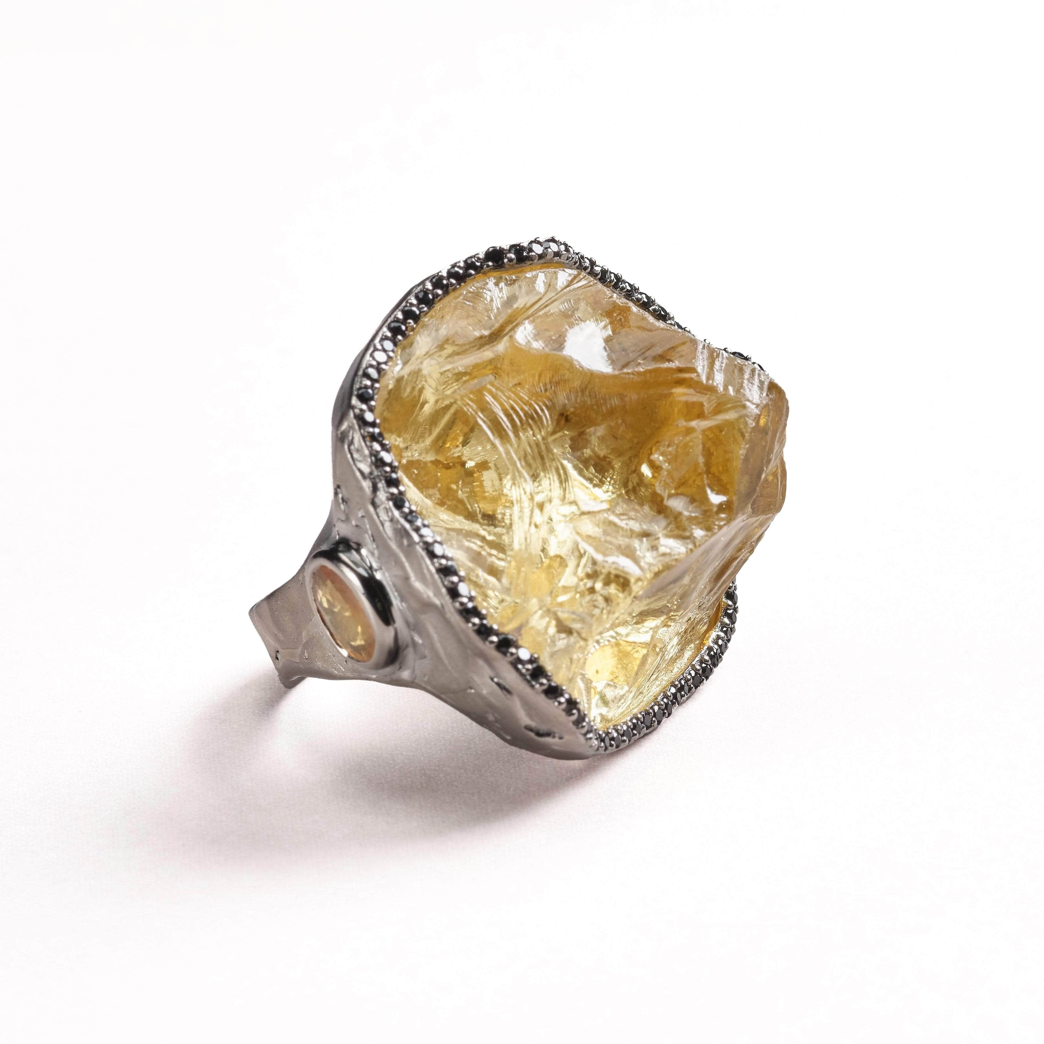 Akana Citrine and Yellow Sapphire and Black Spinel Ring GERMAN KABIRSKI