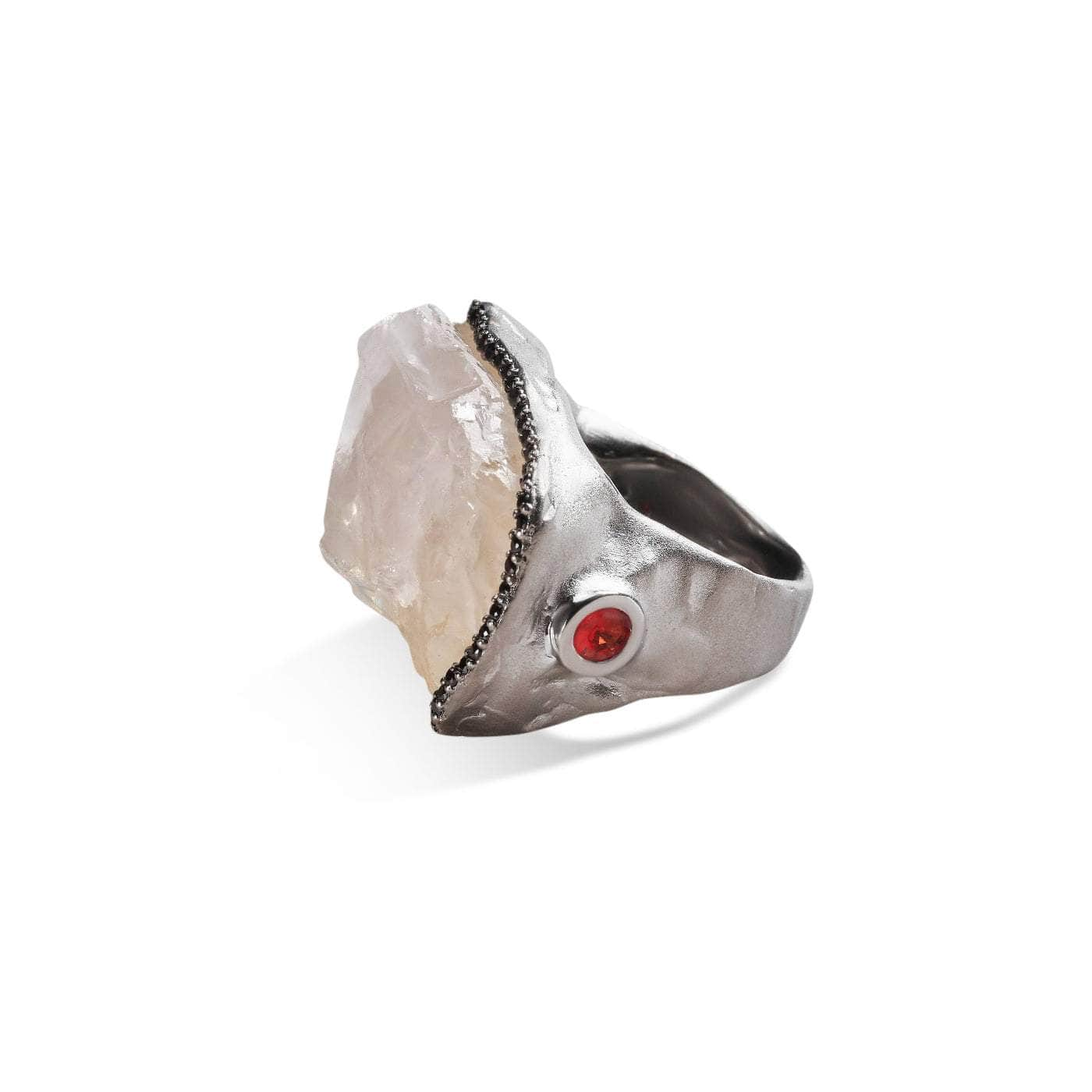 Alao Quartz and Red Sapphire and Black Spinel Ring GERMAN KABIRSKI