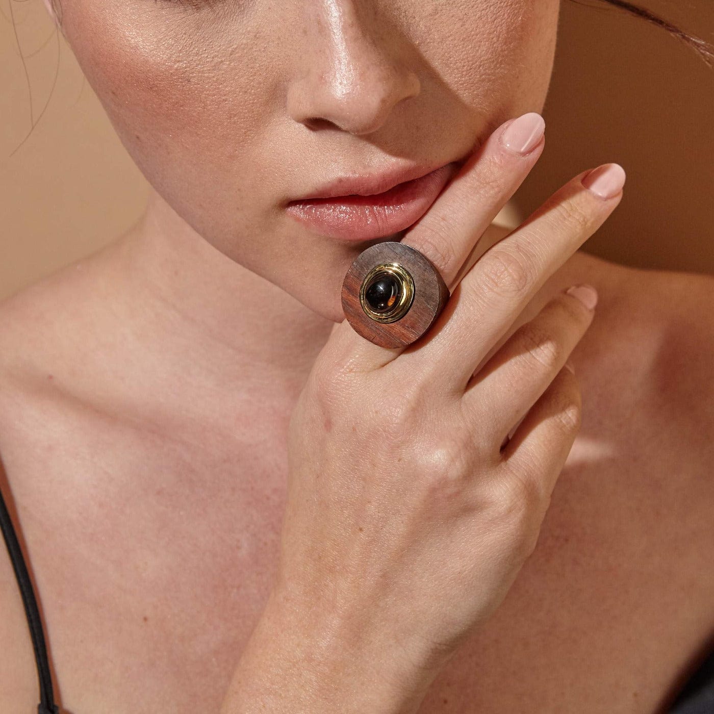 Daha Smoky Quartz Wood Ring GERMAN KABIRSKI