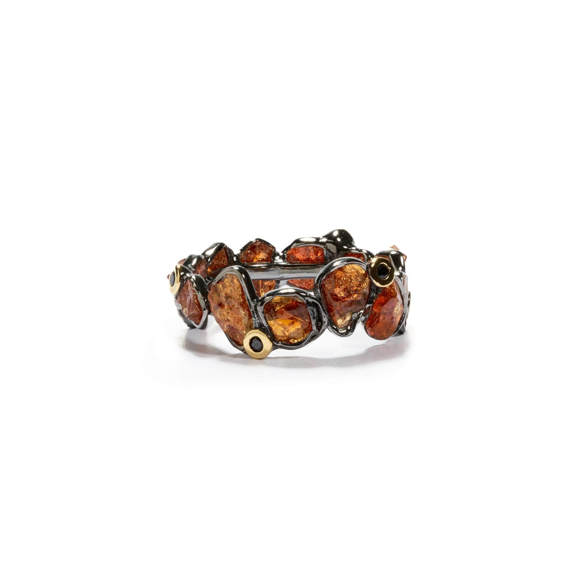 Delos Spessartine and Black Spinel Ring (Black Rhodium) GERMAN KABIRSKI