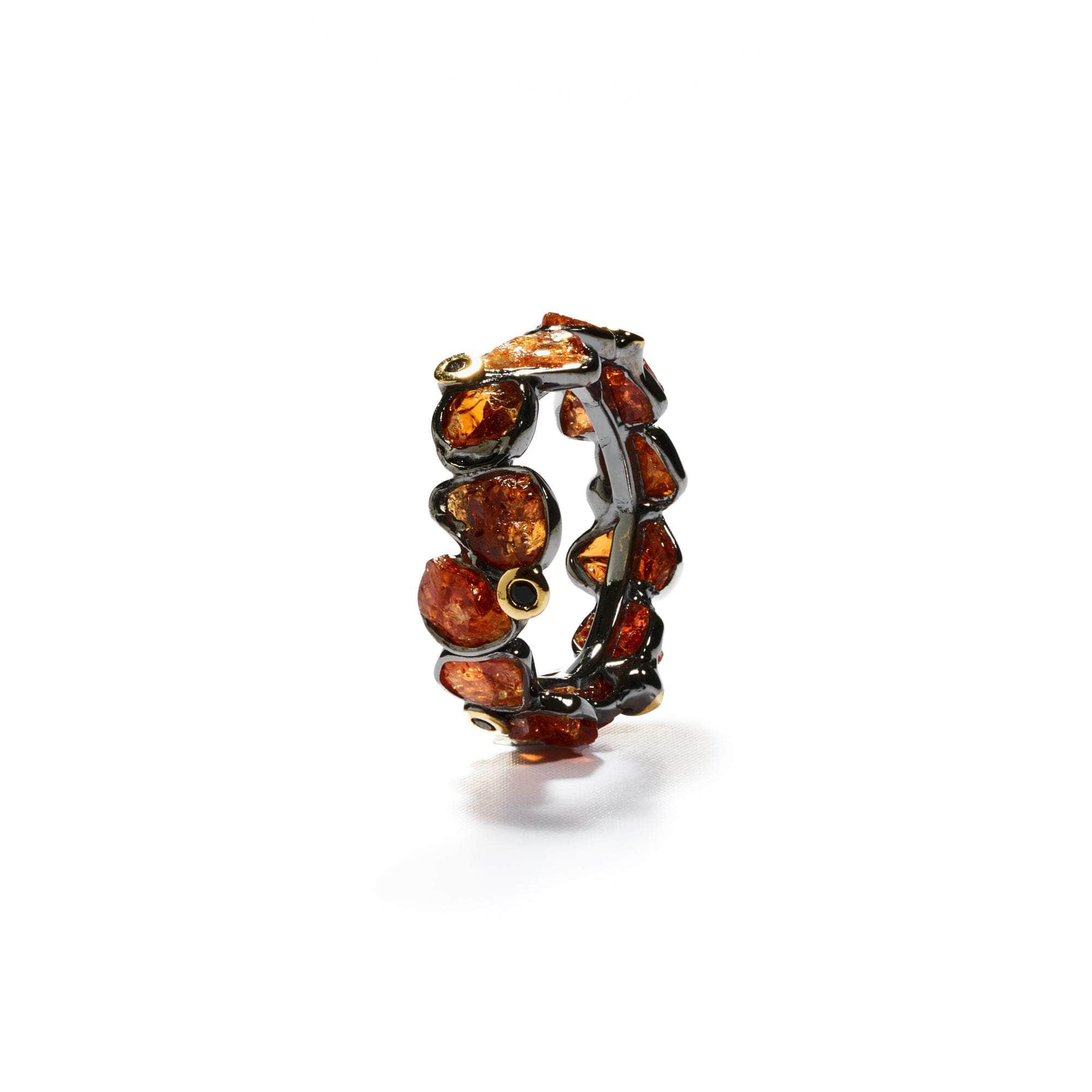 Delos Spessartine and Black Spinel Ring (Black Rhodium) GERMAN KABIRSKI