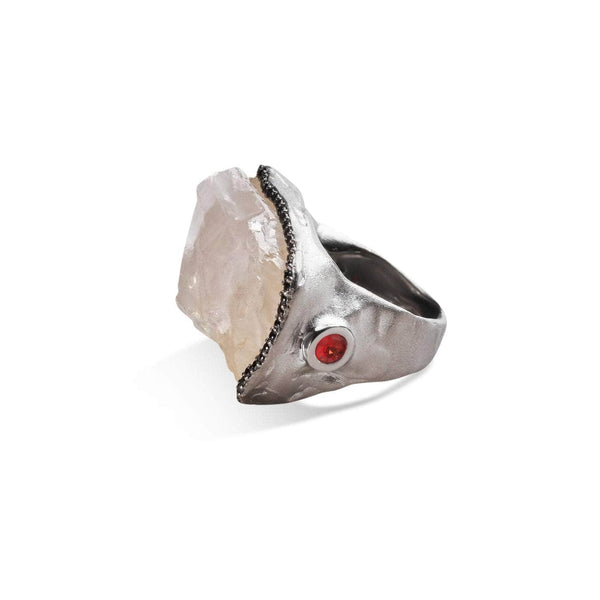 Ring Alao Quartz and Red Sapphire and Black Spinel Ring Alao Quartz and Red Sapphire and Black Spinel Ring, Ring by GERMAN KABIRSKI
