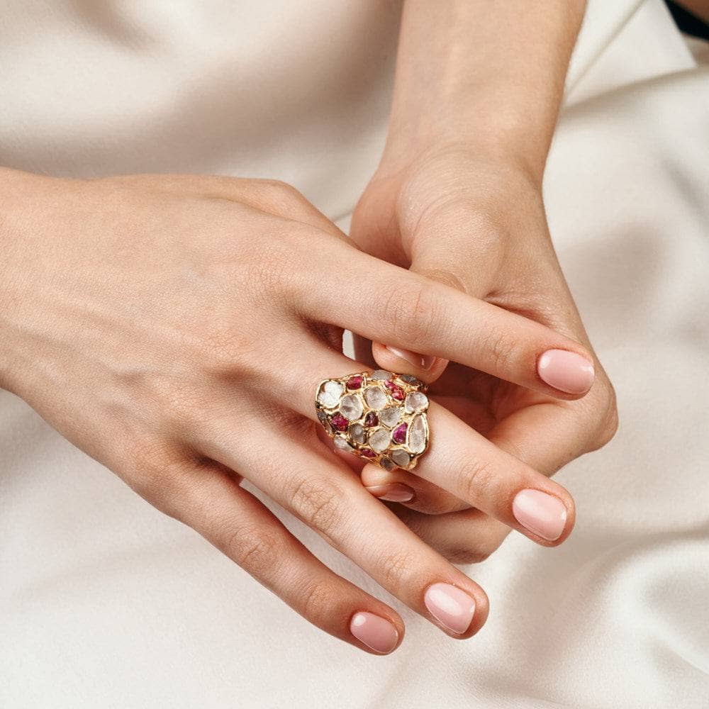 Offia White Sapphire and Ruby Ring GERMAN KABIRSKI