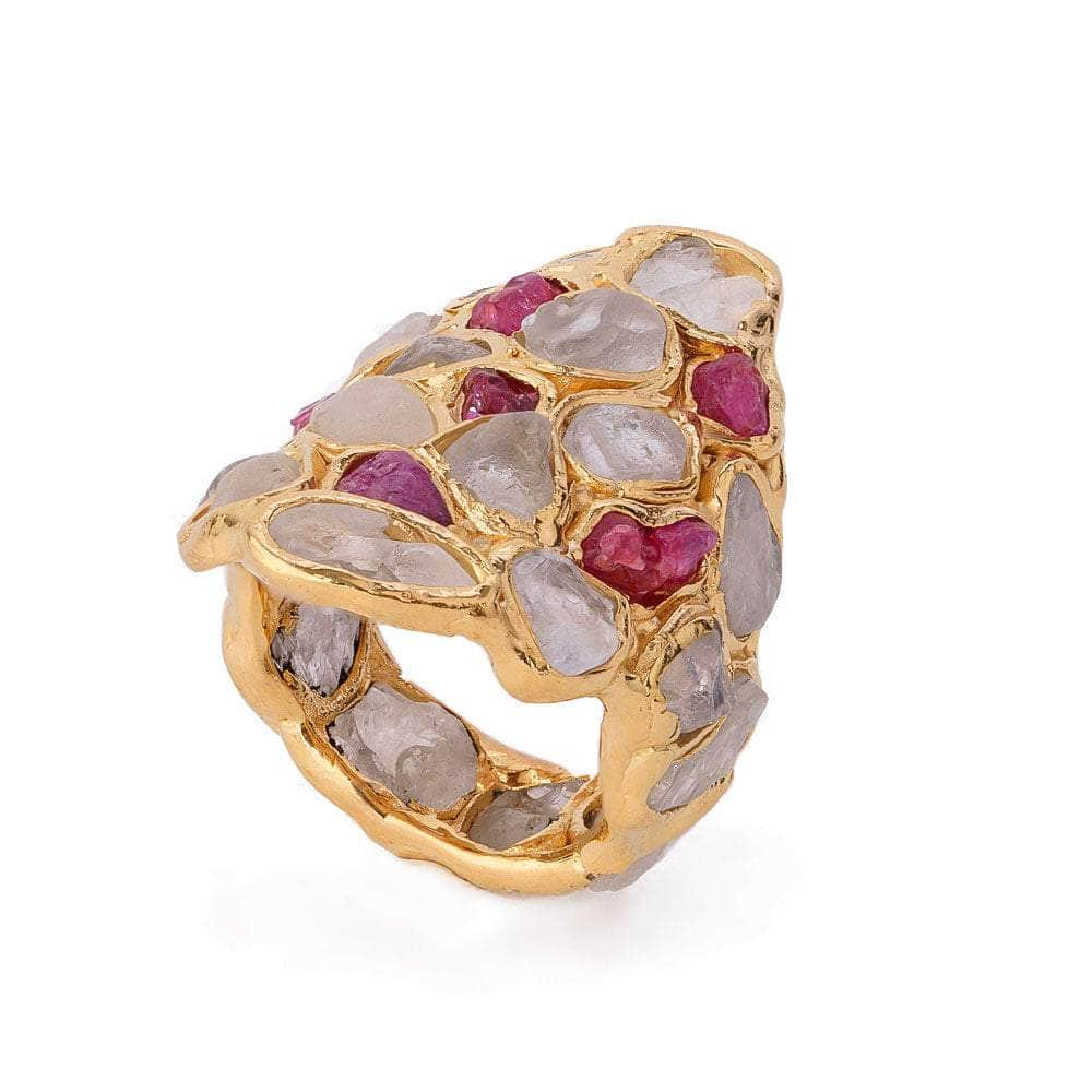 Offia White Sapphire and Ruby Ring GERMAN KABIRSKI