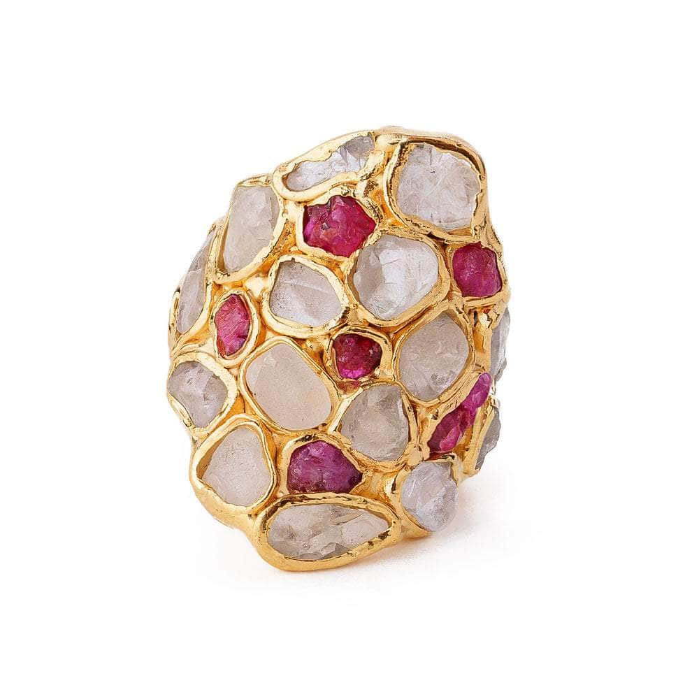 Offia White Sapphire and Ruby Ring GERMAN KABIRSKI