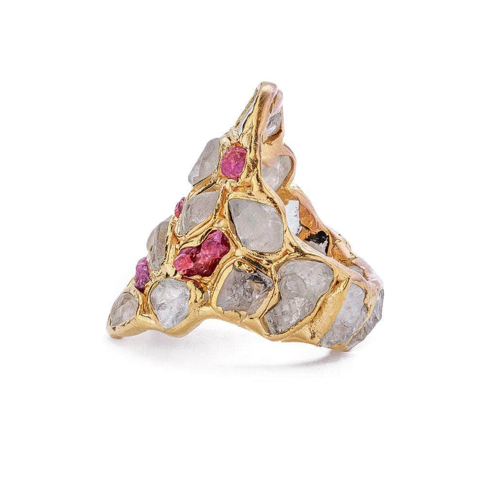 Offia White Sapphire and Ruby Ring GERMAN KABIRSKI