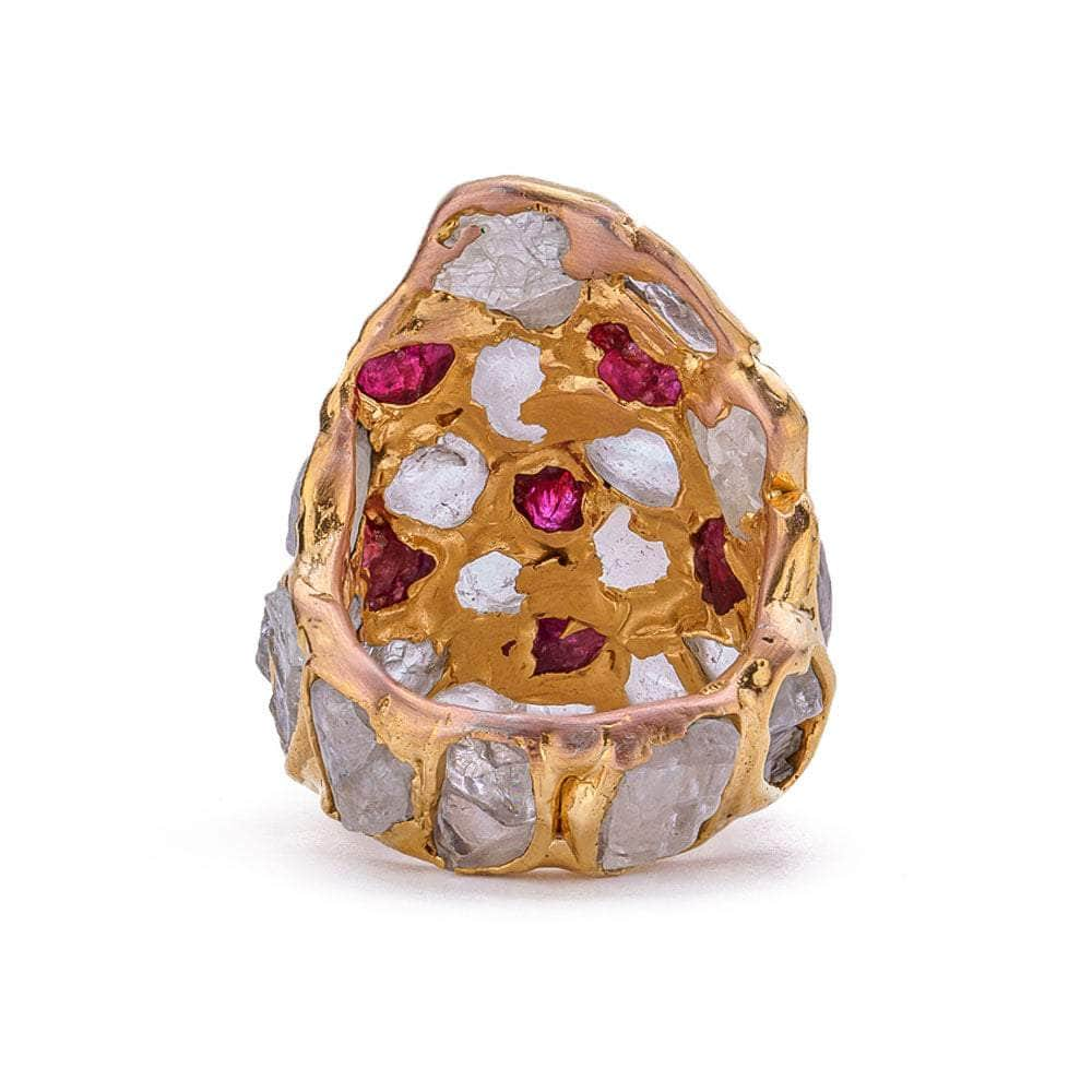 Offia White Sapphire and Ruby Ring GERMAN KABIRSKI