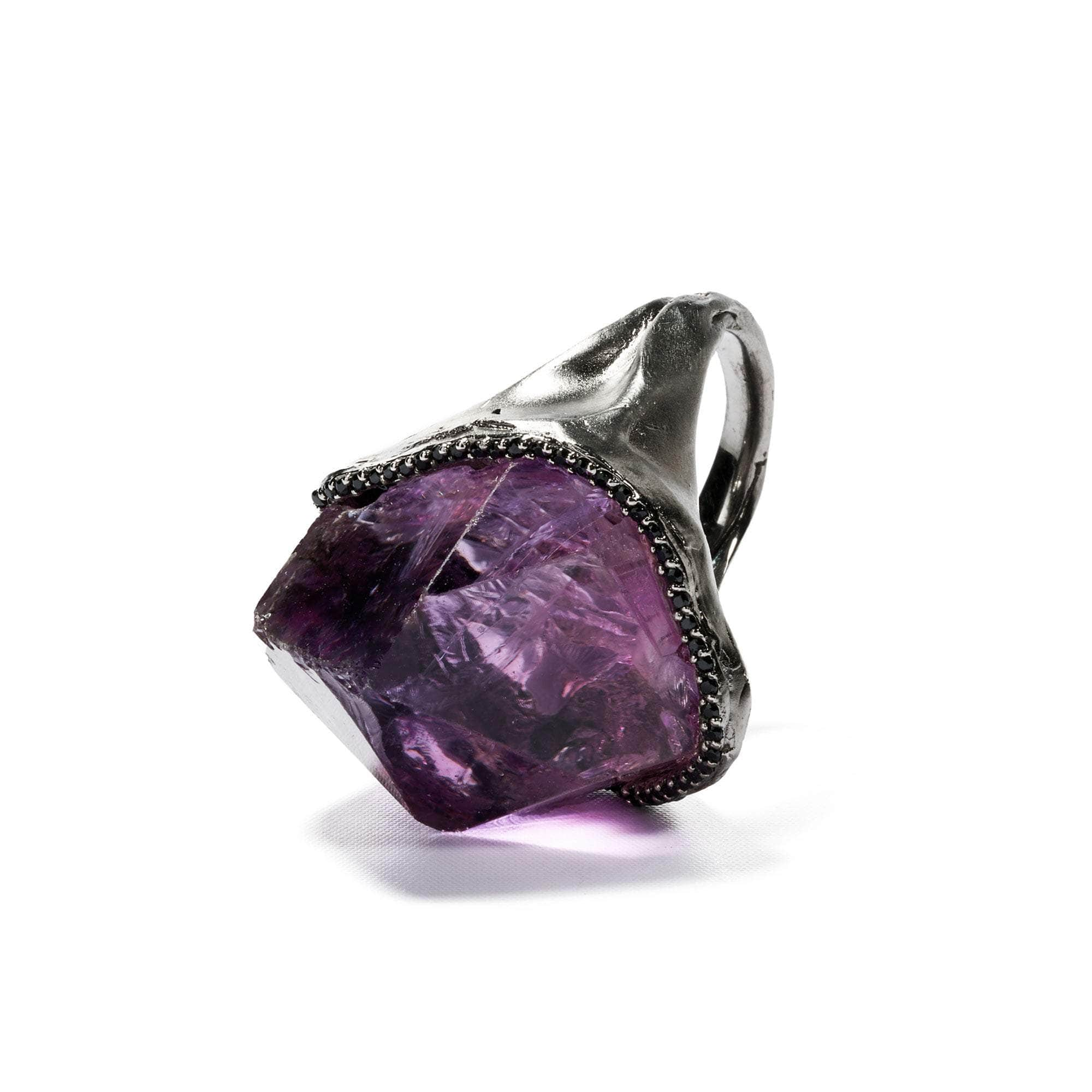 Altam Rough Amethyst and Black Spinel Ring GERMAN KABIRSKI