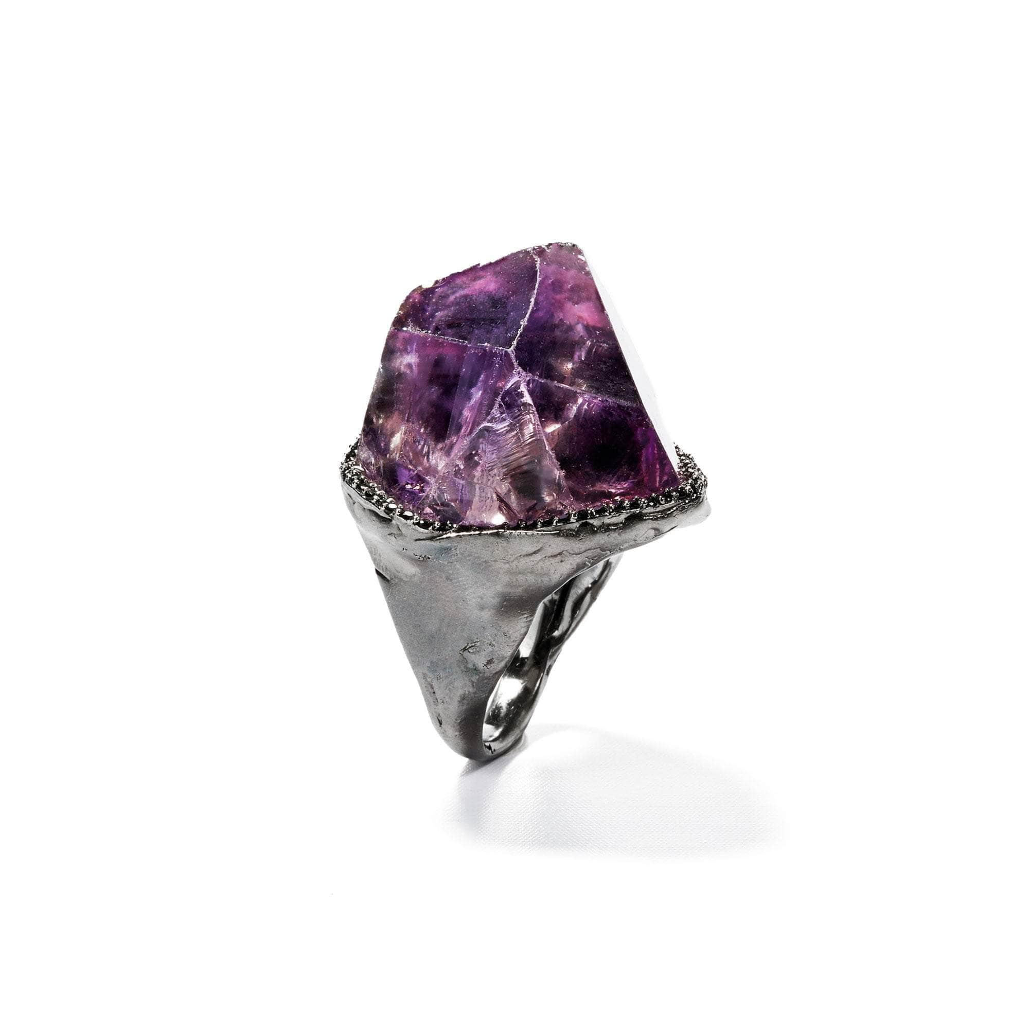 Altam Rough Amethyst and Black Spinel Ring GERMAN KABIRSKI