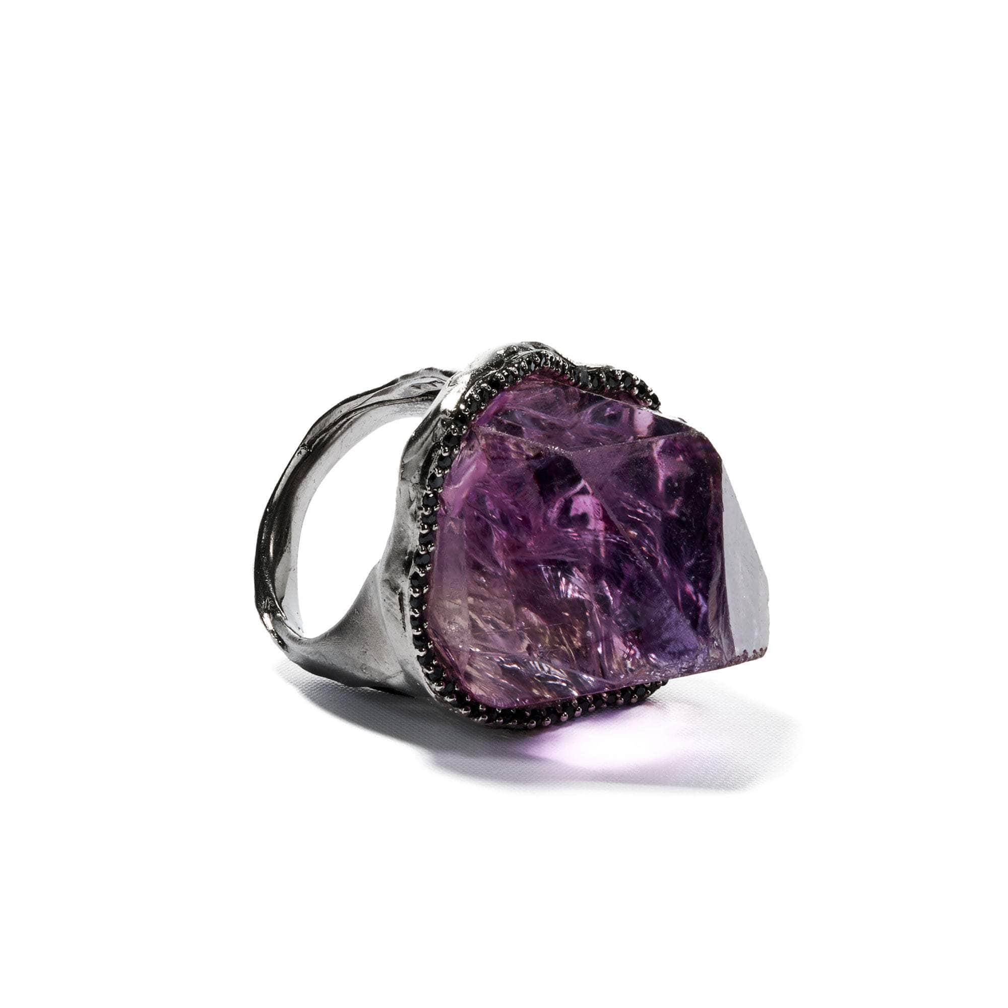 Altam Rough Amethyst and Black Spinel Ring GERMAN KABIRSKI