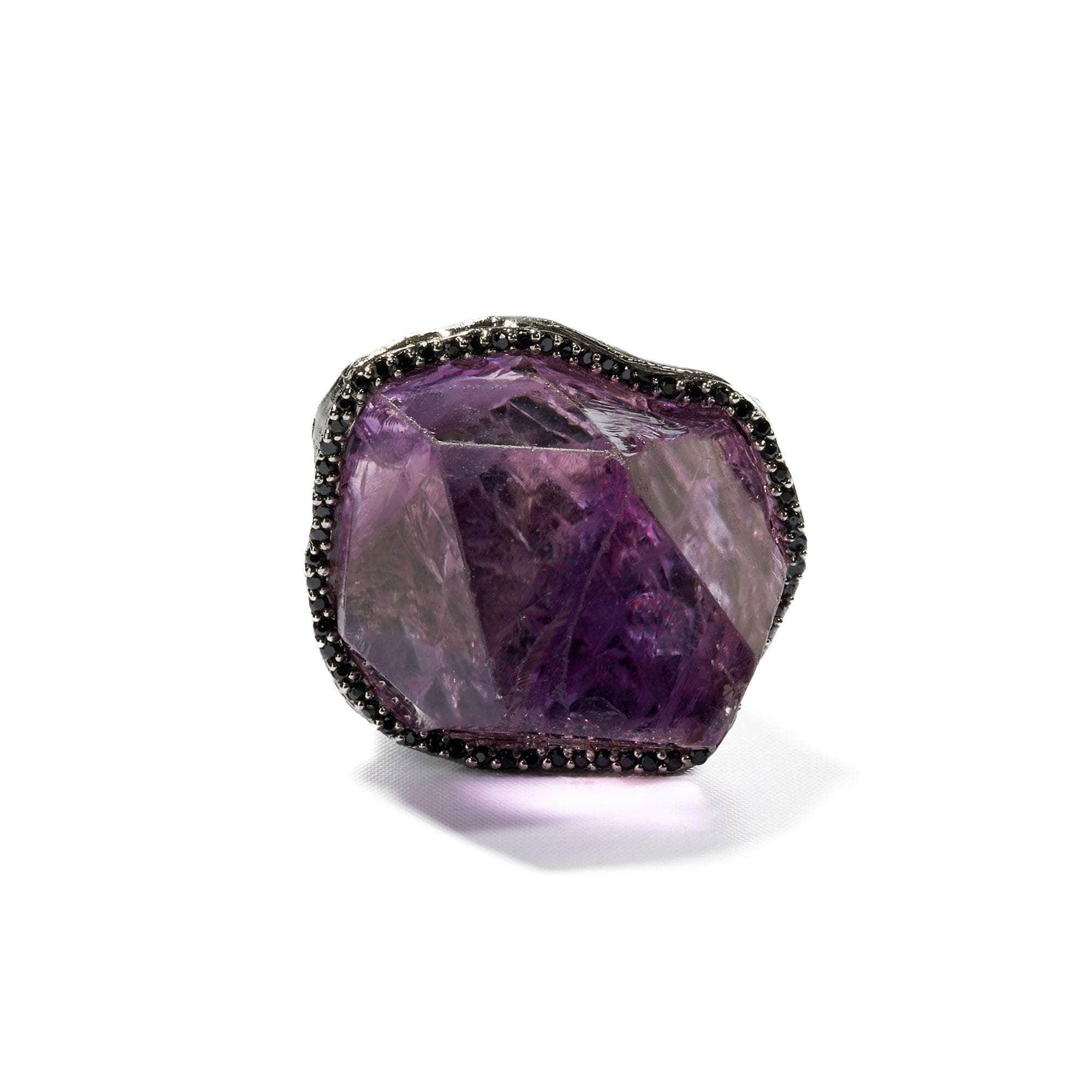 Altam Rough Amethyst and Black Spinel Ring GERMAN KABIRSKI