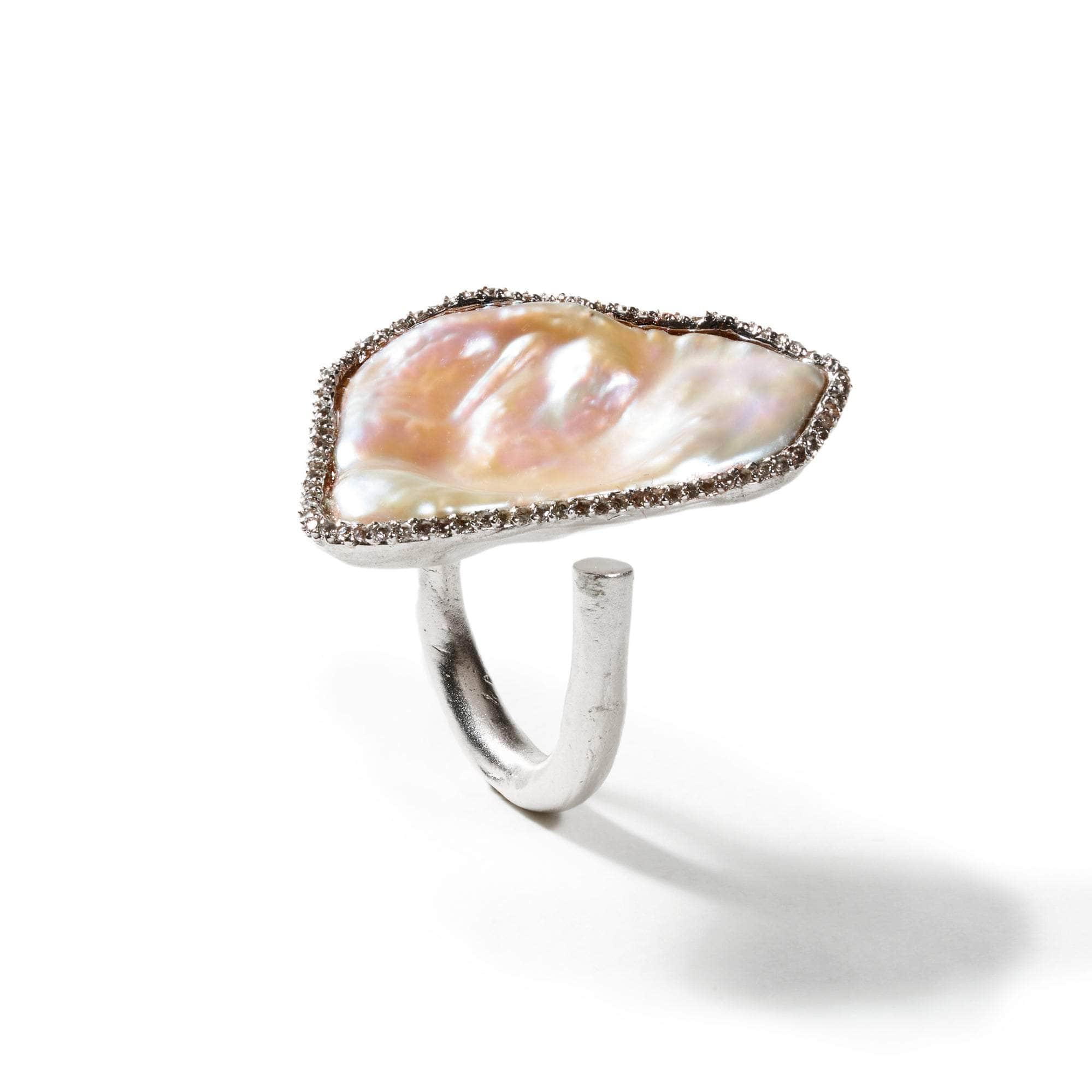 Akko Pearl and White Topaz Ring GERMAN KABIRSKI