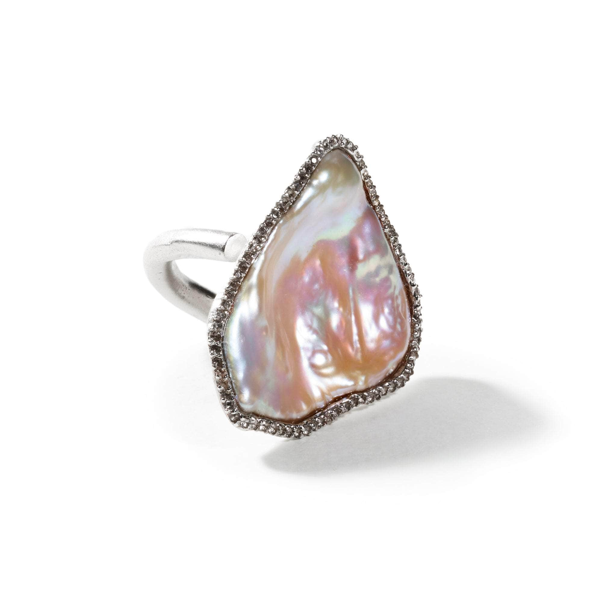 Akko Pearl and White Topaz Ring GERMAN KABIRSKI