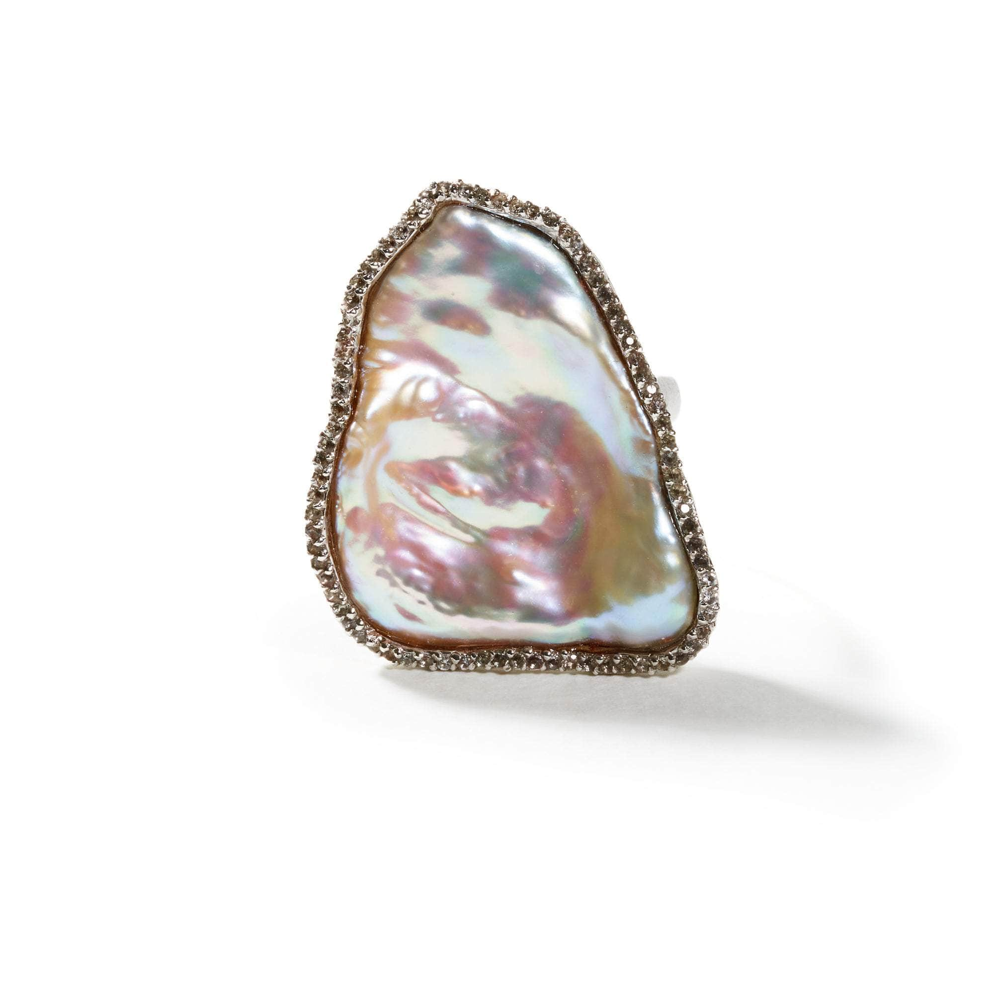 Akko Pearl and White Topaz Ring GERMAN KABIRSKI