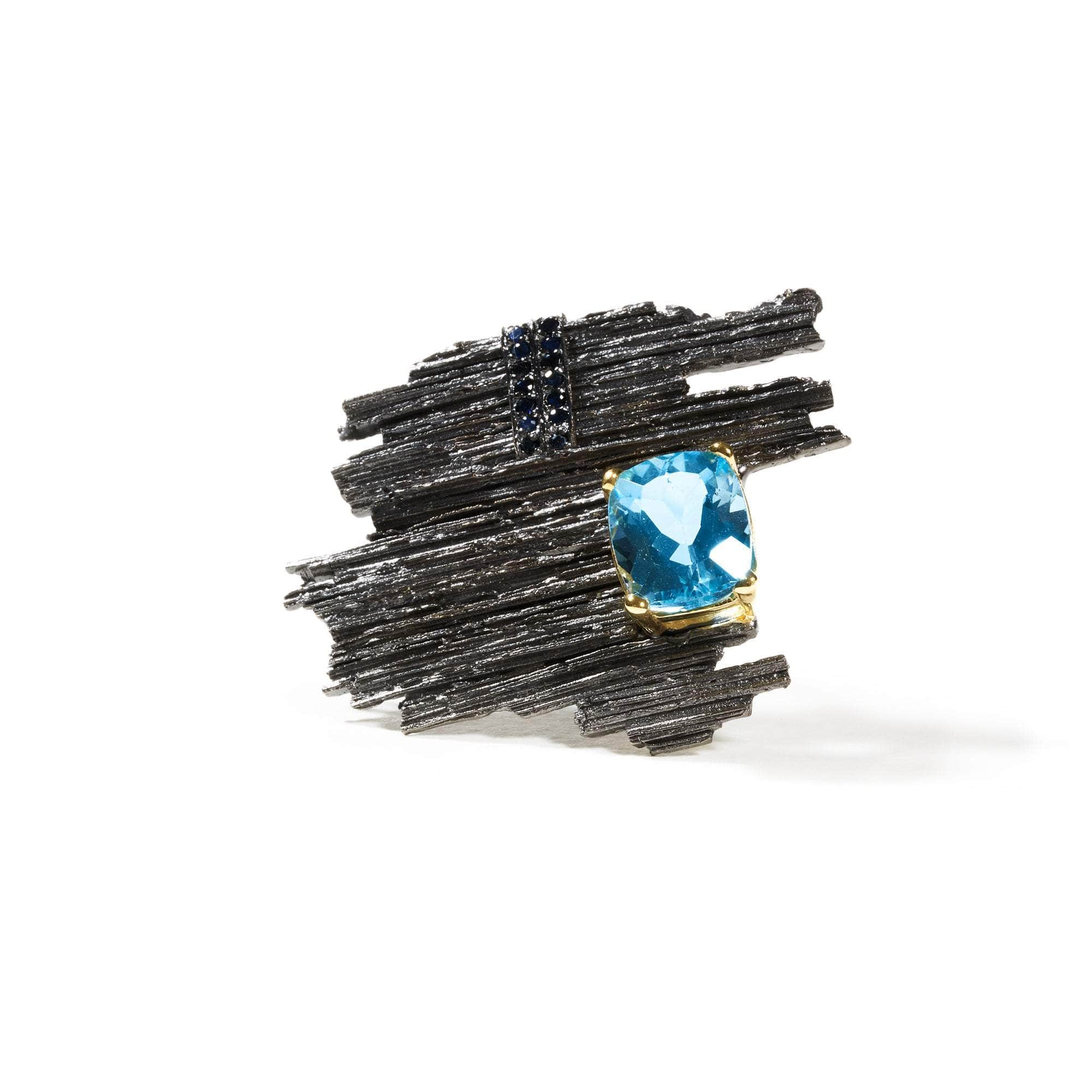 Hart Swiss Blue Topaz and Blue Sapphire Brooch GERMAN KABIRSKI