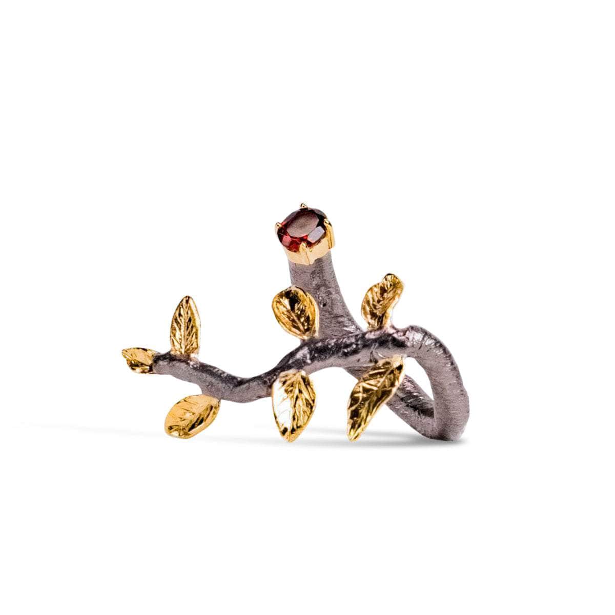 Haara Haara Garnet 925 Silver Open Ring Botanic Design | Designer Jewelry