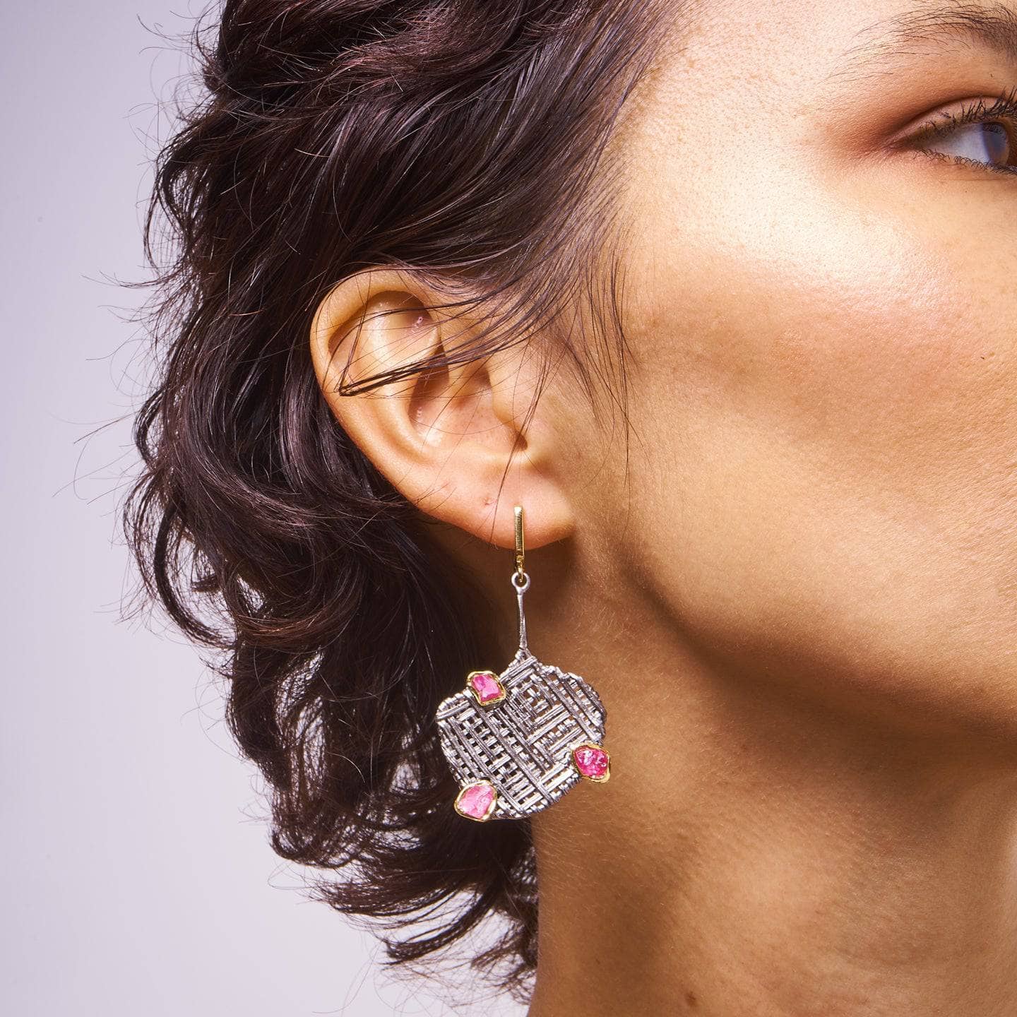 Kavvi Pink Spinel Rough Earrings GERMAN KABIRSKI