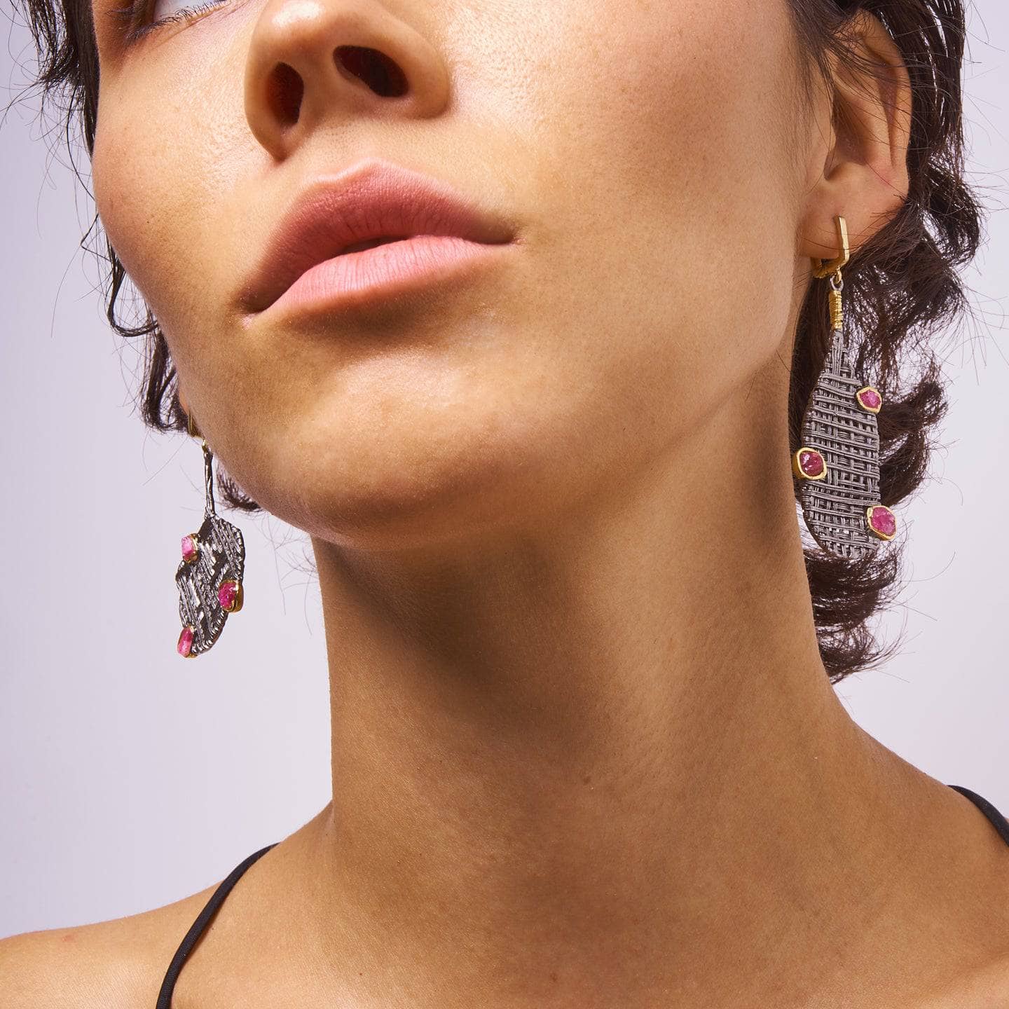 Kavvi Pink Spinel Rough Earrings GERMAN KABIRSKI