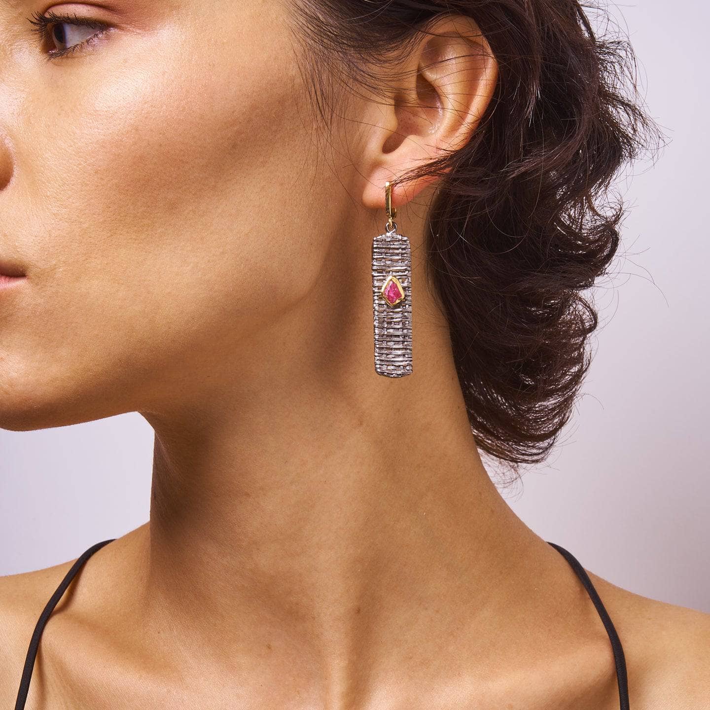 Enna Pink Spinel Rough Earrings GERMAN KABIRSKI