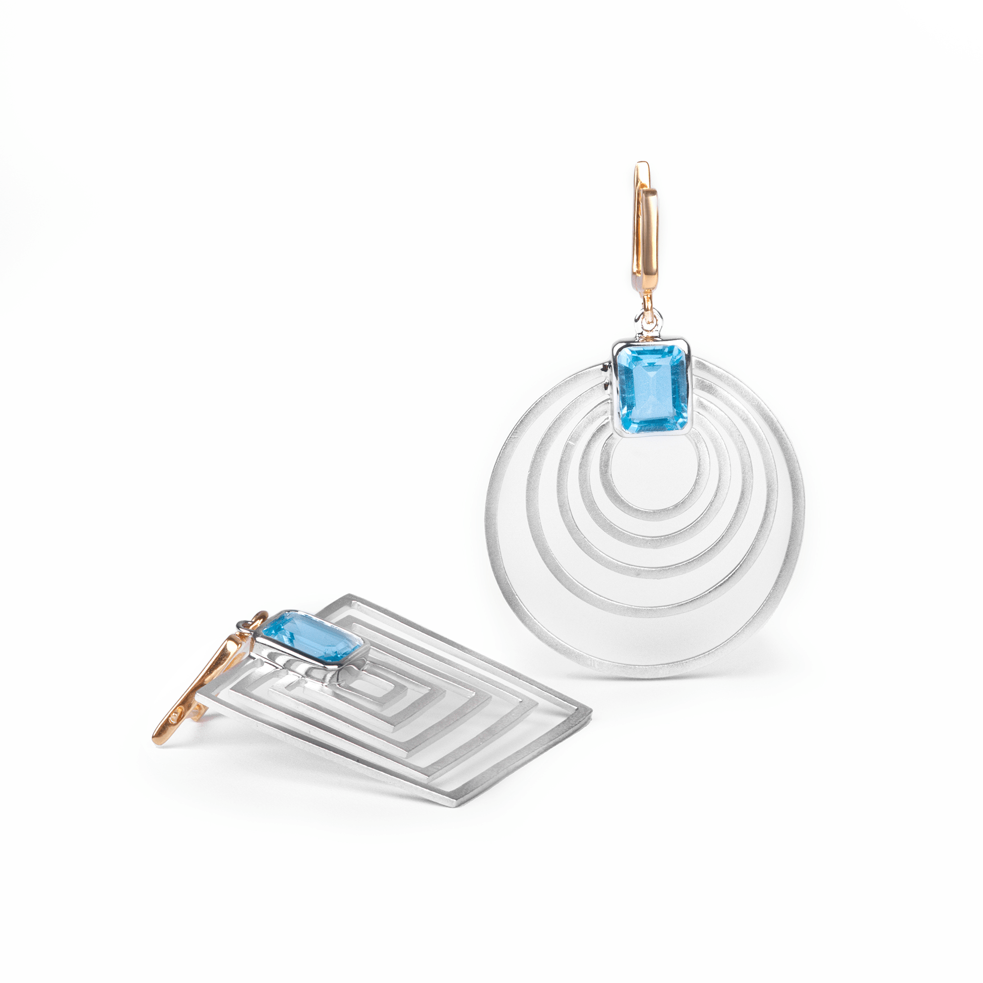 Poincare Blue Topaz Earrings (White Rhodium) GERMAN KABIRSKI