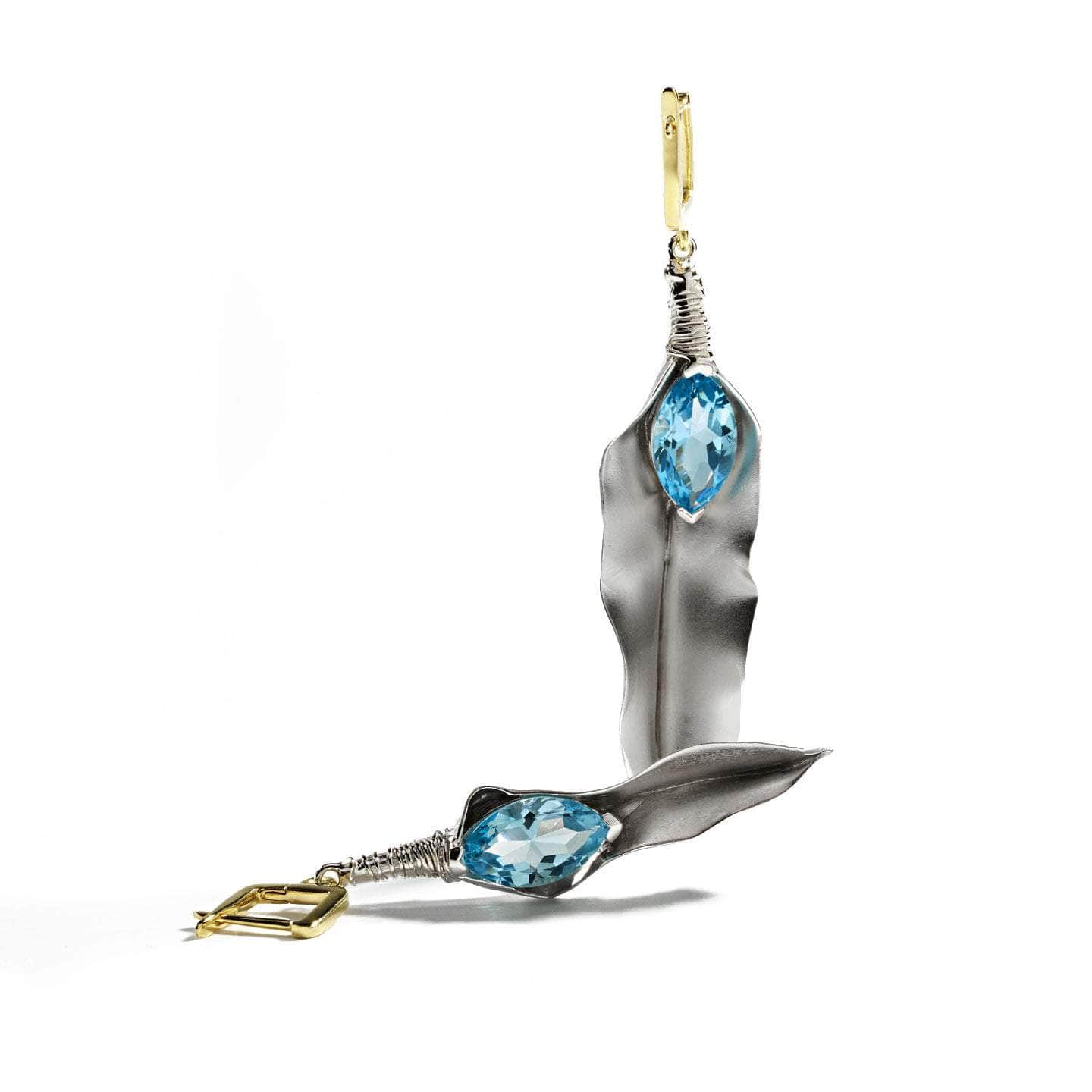 Deileni Blue Topaz Earrings (White Rhodium) GERMAN KABIRSKI