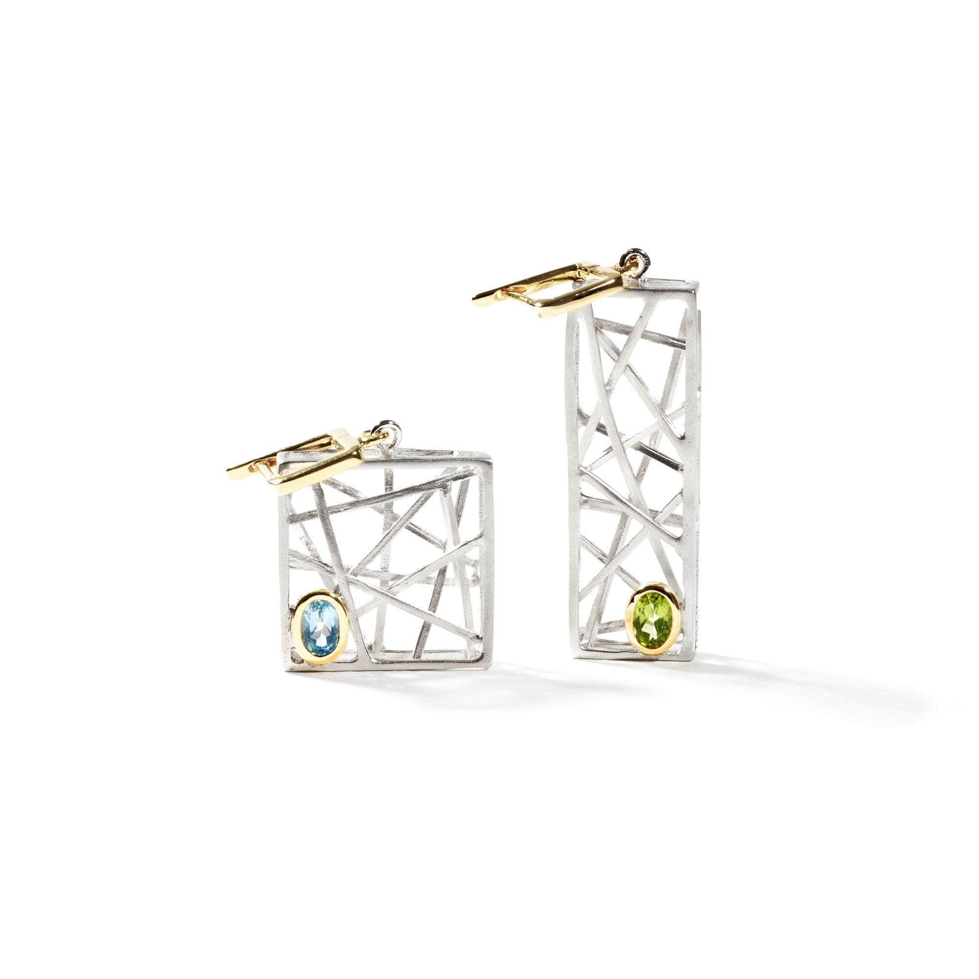 Envou Peridot and Sky Blue Topaz Earrings (White Rhodium) GERMAN KABIRSKI