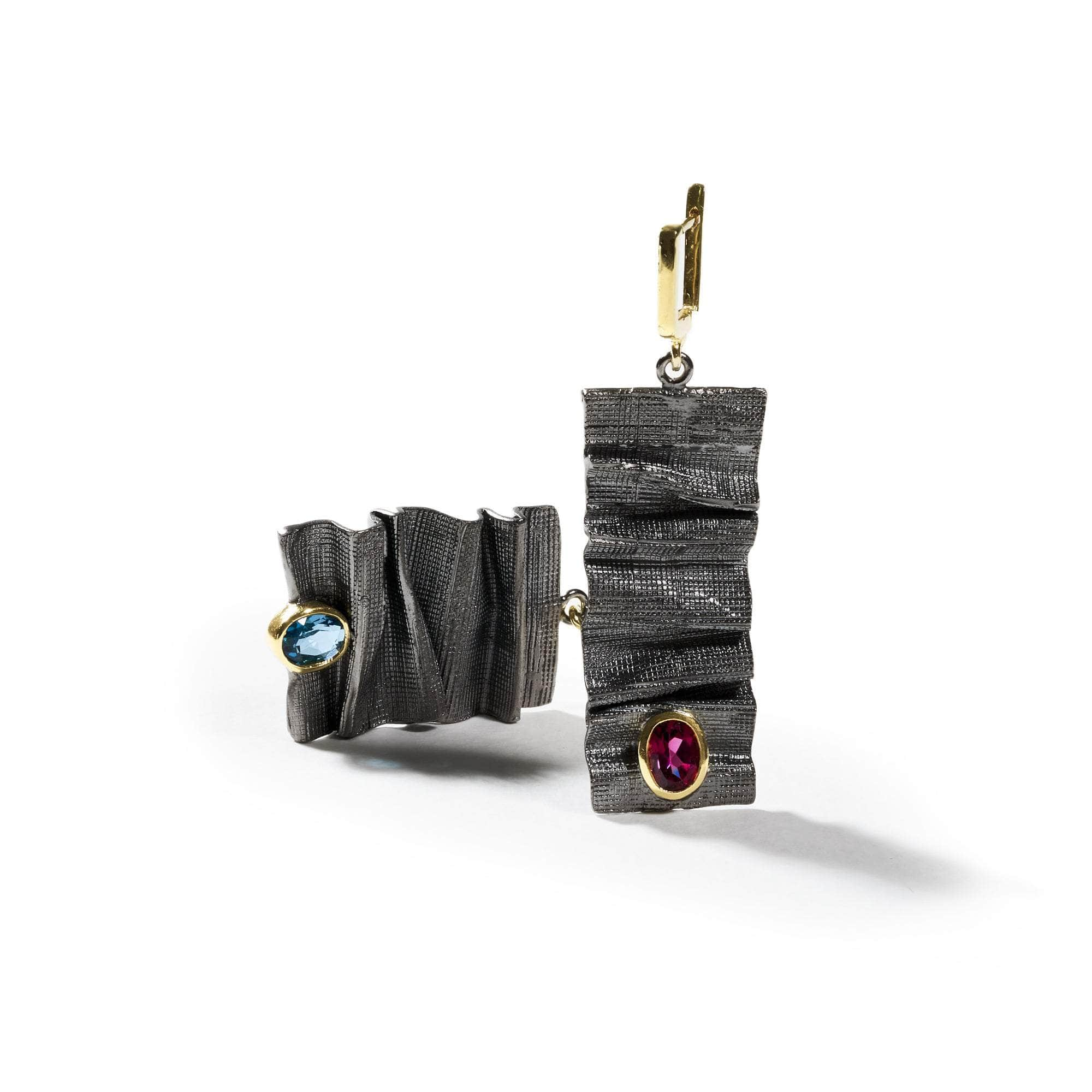 Ruga Rhodolite Garnet and London Blue Topaz Earrings GERMAN KABIRSKI