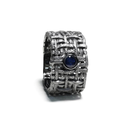Kail Unisex 925 Silver Ring with Natural Round Blue Sapphire