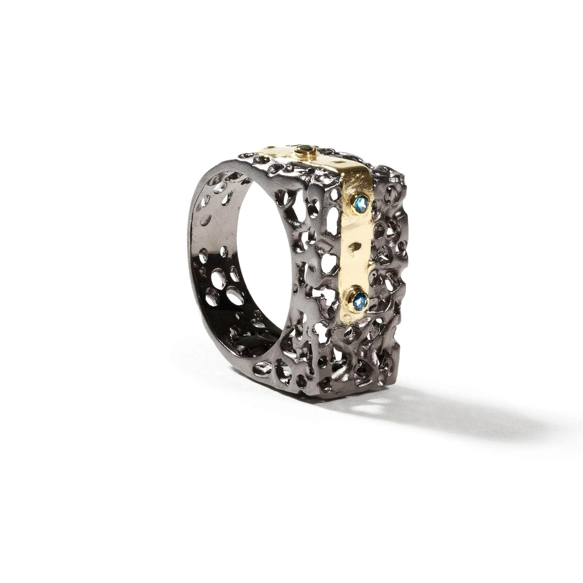 Luft London Blue Topaz Ring (Black Rhodium) GERMAN KABIRSKI